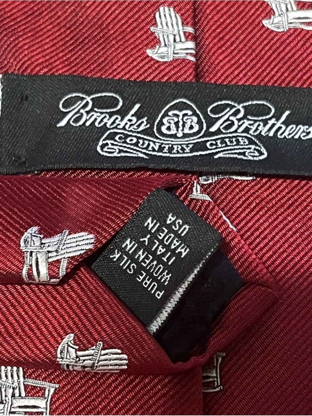 Brooks Brothers Silk Tie FUN TIE  ADIRONDACK chair red tie - Italy silk tie